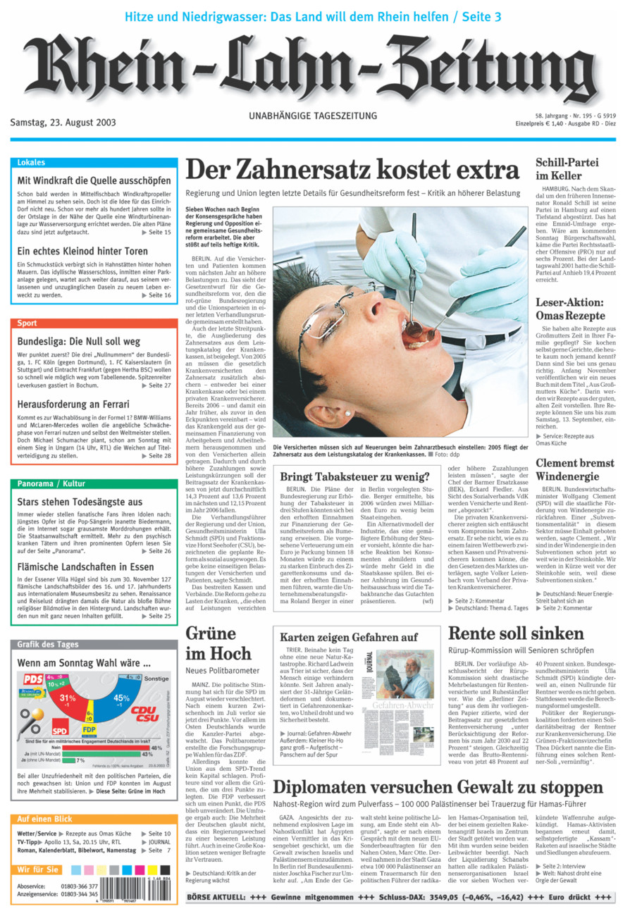 Rhein-Lahn-Zeitung Diez (Archiv) vom Samstag, 23.08.2003