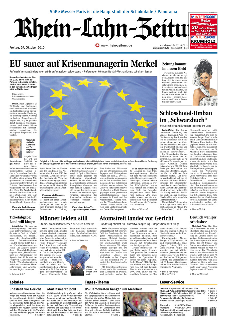 Rhein-Lahn-Zeitung Diez (Archiv) vom Freitag, 29.10.2010