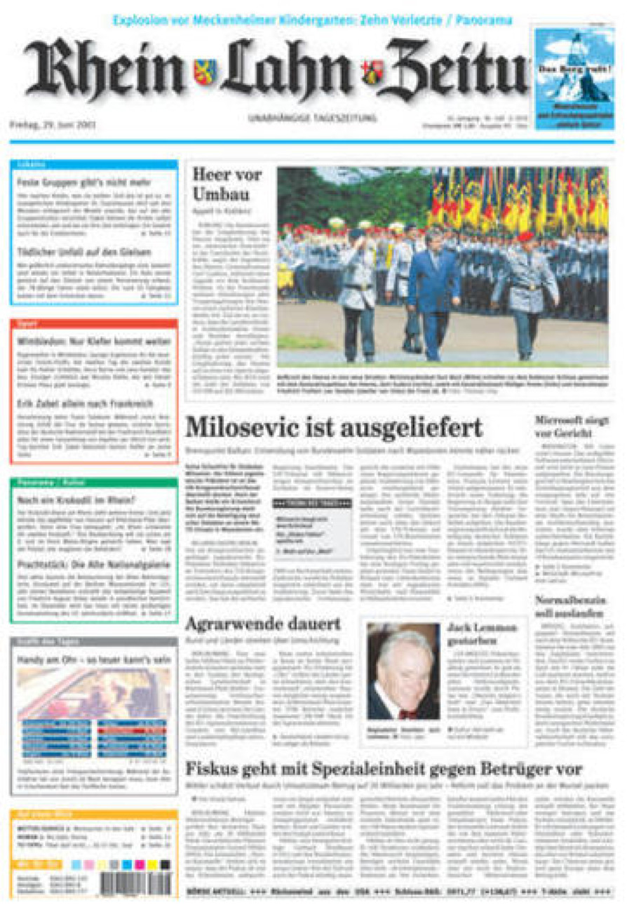 Rhein-Lahn-Zeitung Diez (Archiv) vom Freitag, 29.06.2001