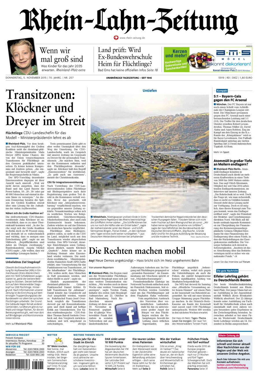 Rhein-Lahn-Zeitung Diez (Archiv) vom Donnerstag, 05.11.2015