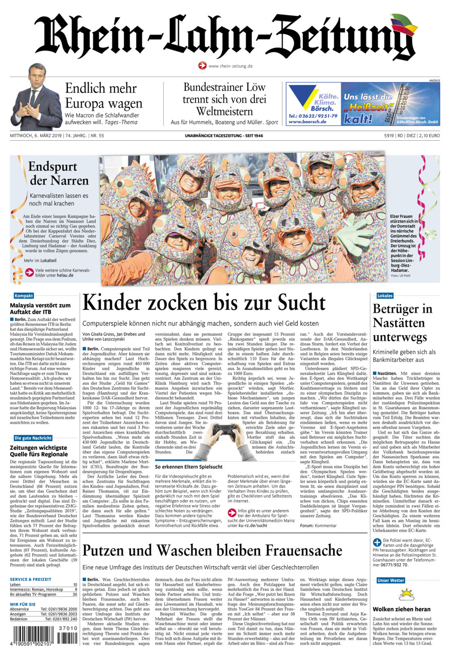 Rhein-Lahn-Zeitung Diez (Archiv) vom Mittwoch, 06.03.2019