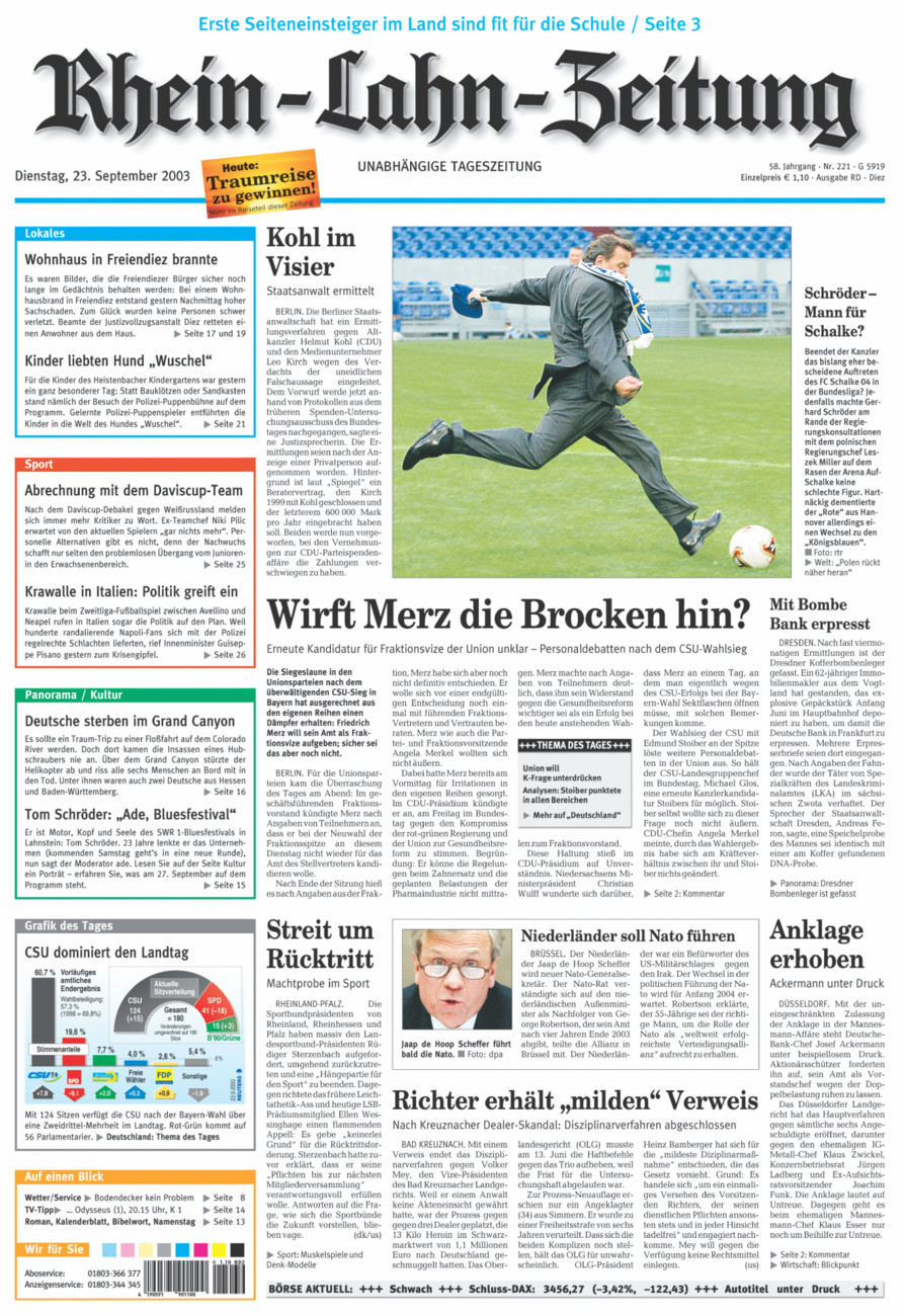 Rhein-Lahn-Zeitung Diez (Archiv) vom Dienstag, 23.09.2003