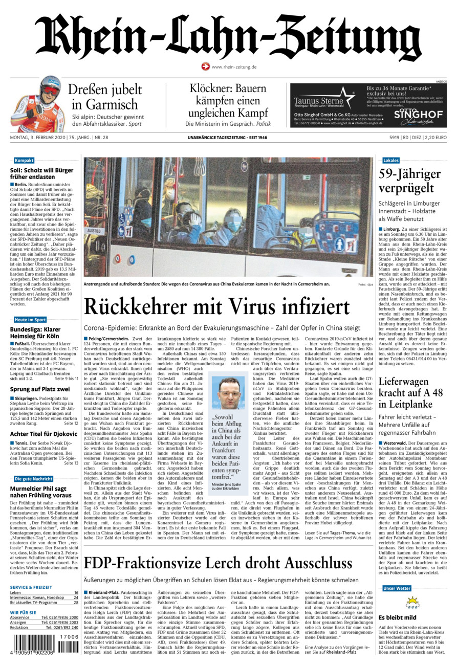 Rhein-Lahn-Zeitung Diez (Archiv) vom Montag, 03.02.2020