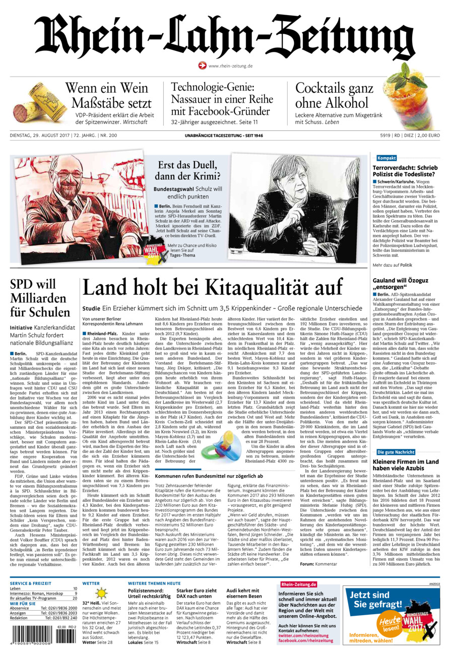 Rhein-Lahn-Zeitung Diez (Archiv) vom Dienstag, 29.08.2017