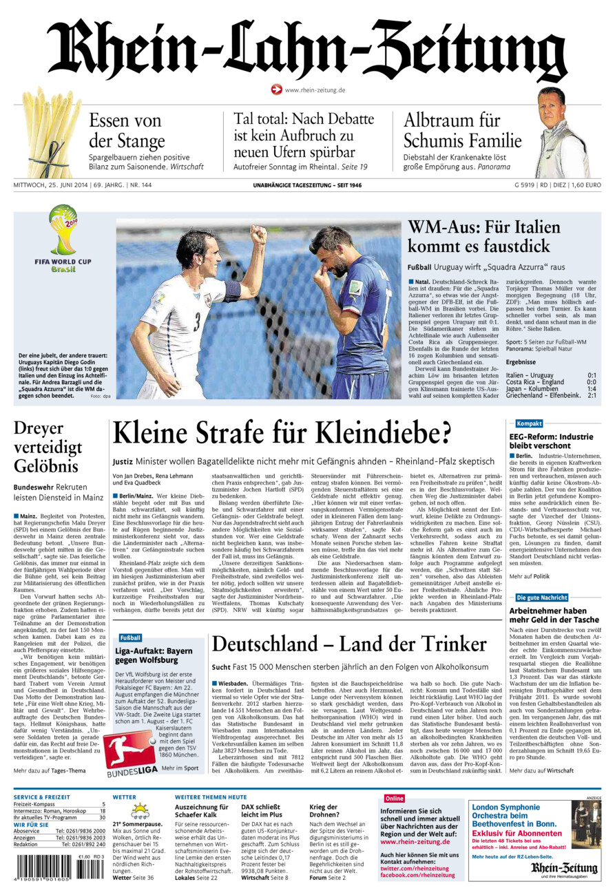 Rhein-Lahn-Zeitung Diez (Archiv) vom Mittwoch, 25.06.2014