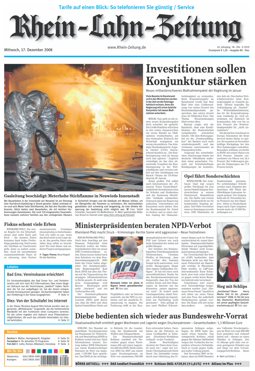 Rhein-Lahn-Zeitung Diez (Archiv) vom Mittwoch, 17.12.2008