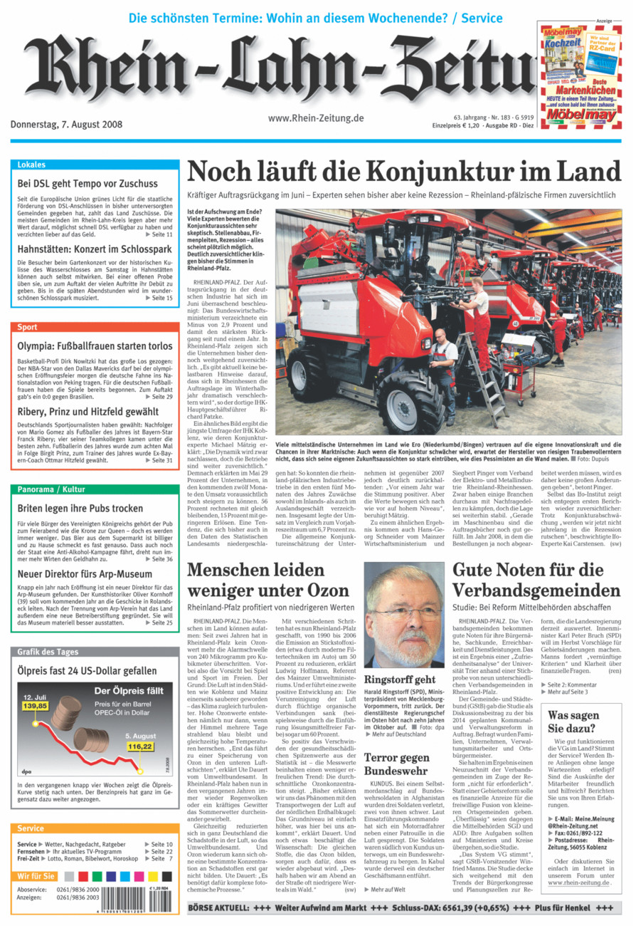 Rhein-Lahn-Zeitung Diez (Archiv) vom Donnerstag, 07.08.2008