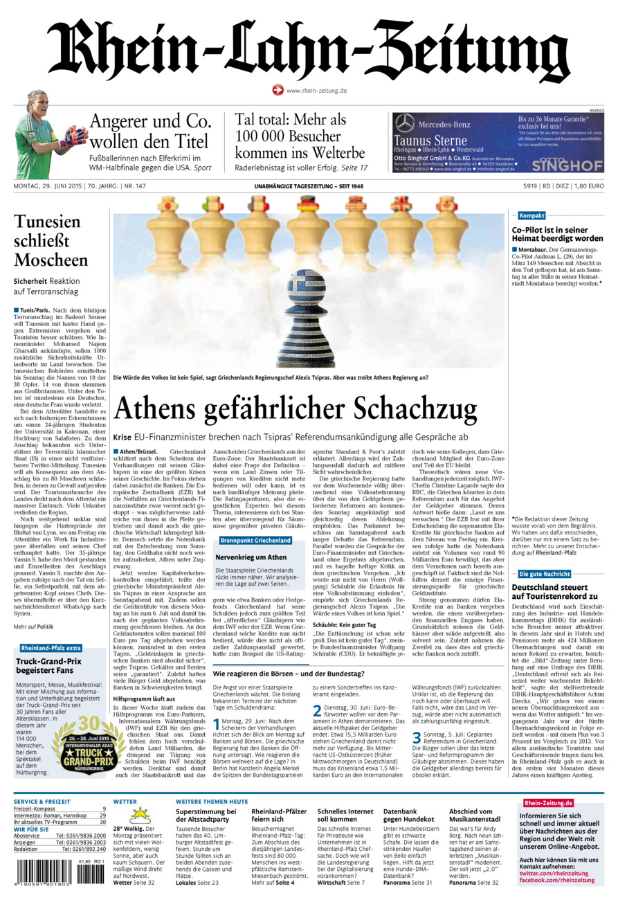 Rhein-Lahn-Zeitung Diez (Archiv) vom Montag, 29.06.2015