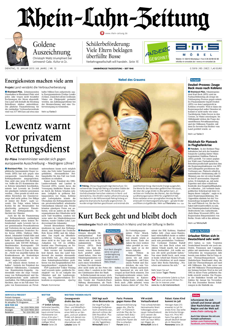 Rhein-Lahn-Zeitung Diez (Archiv) vom Dienstag, 15.01.2013