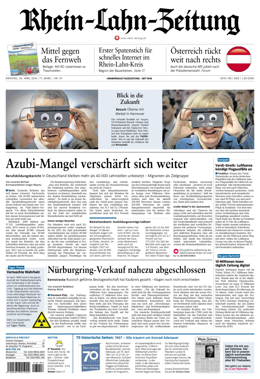 Rhein-Lahn-Zeitung Diez (Archiv) vom Dienstag, 26.04.2016