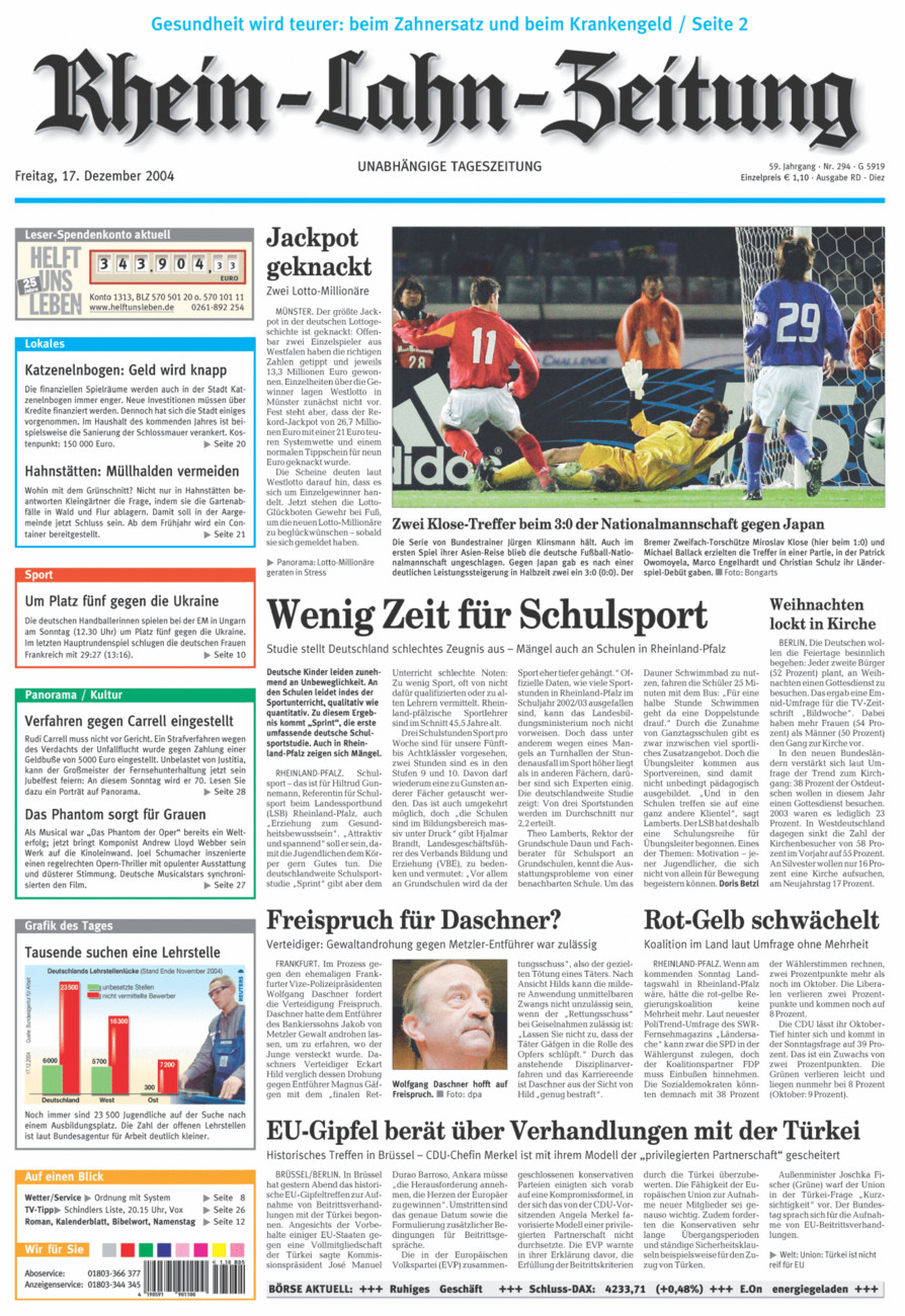 Rhein-Lahn-Zeitung Diez (Archiv) vom Freitag, 17.12.2004
