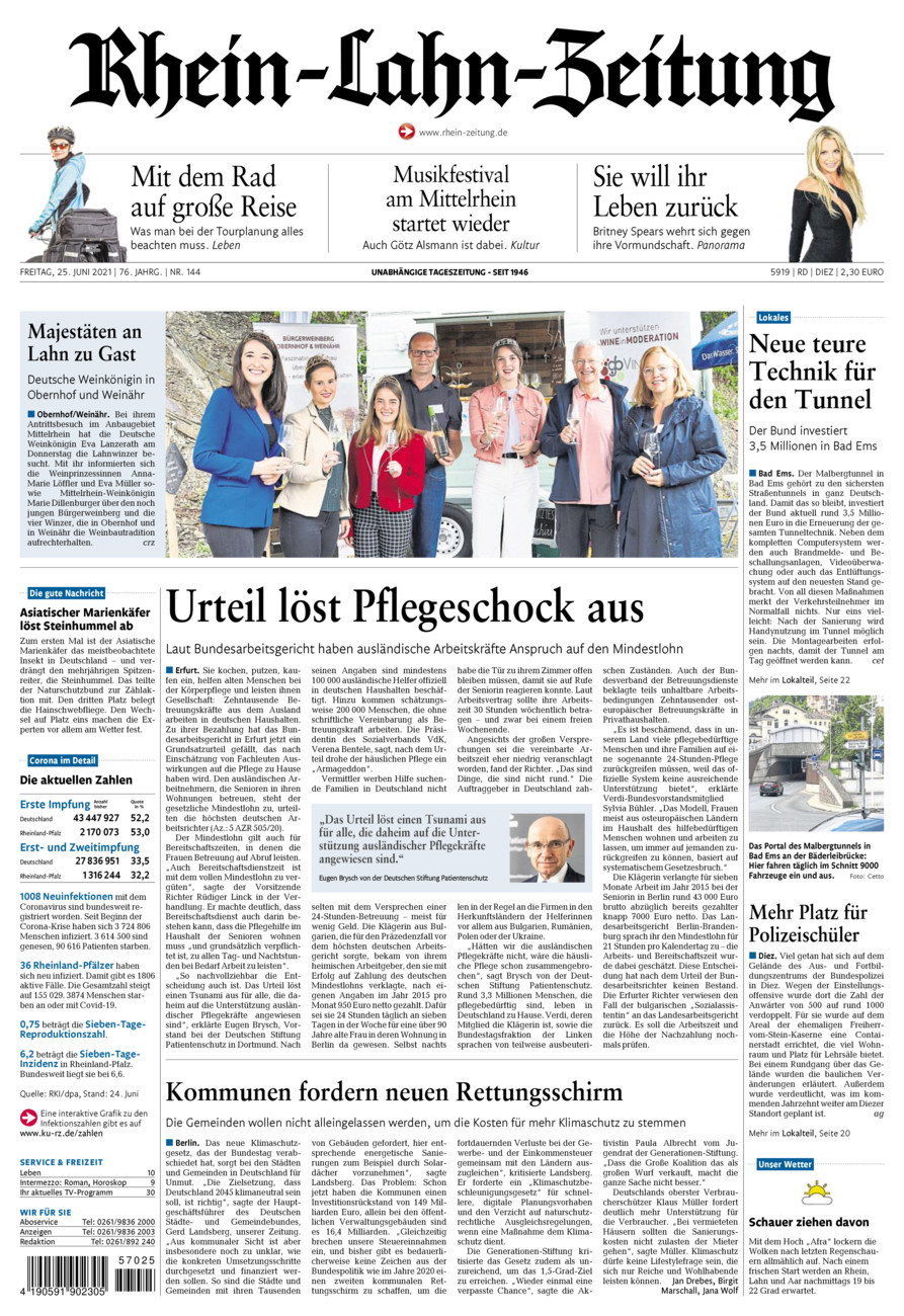 Rhein-Lahn-Zeitung Diez (Archiv) vom Freitag, 25.06.2021