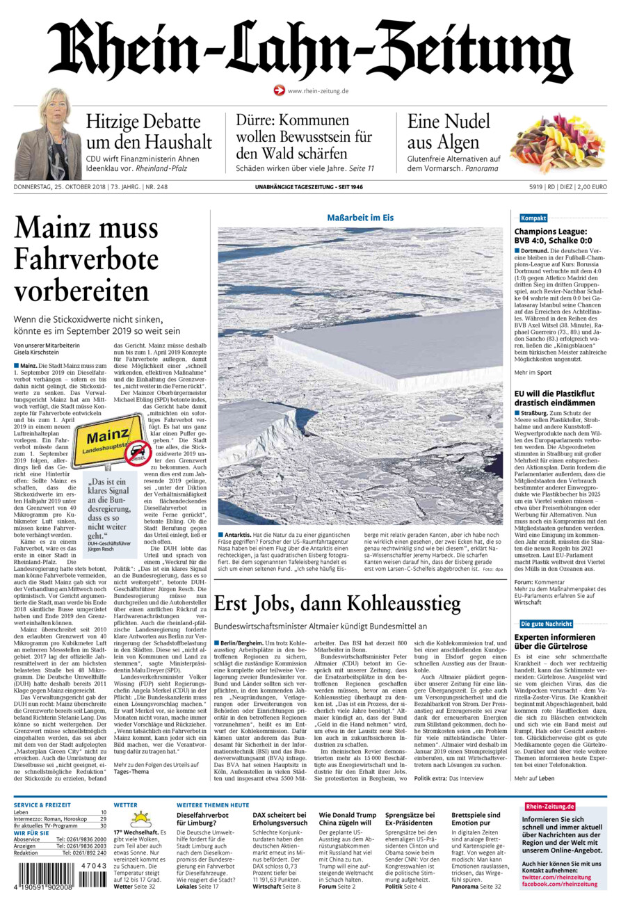 Rhein-Lahn-Zeitung Diez (Archiv) vom Donnerstag, 25.10.2018