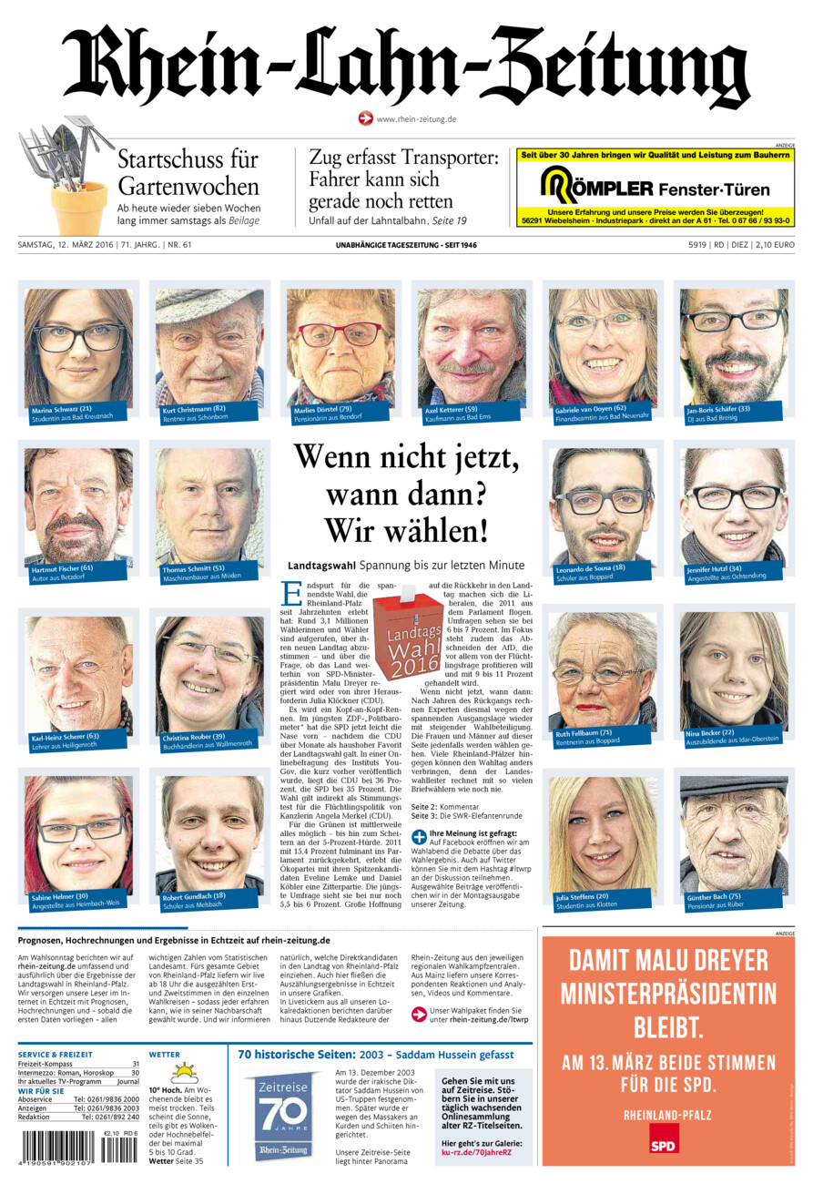 Rhein-Lahn-Zeitung Diez (Archiv) vom Samstag, 12.03.2016