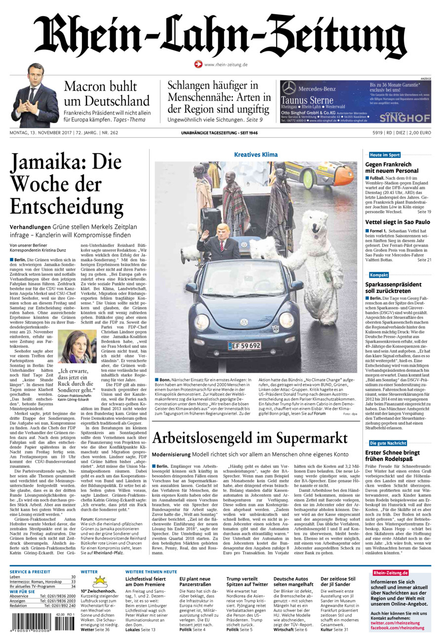 Rhein-Lahn-Zeitung Diez (Archiv) vom Montag, 13.11.2017