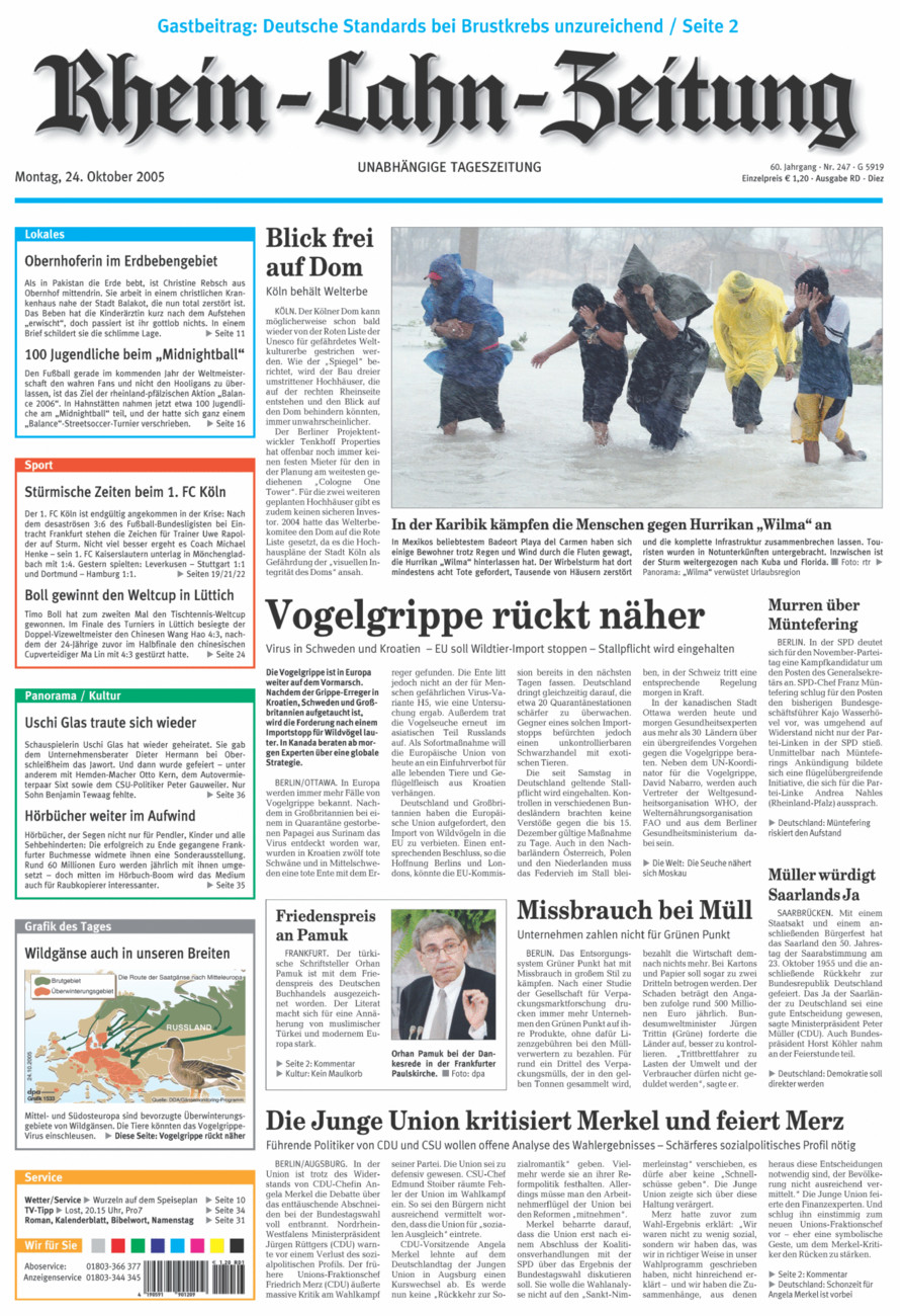 Rhein-Lahn-Zeitung Diez (Archiv) vom Montag, 24.10.2005