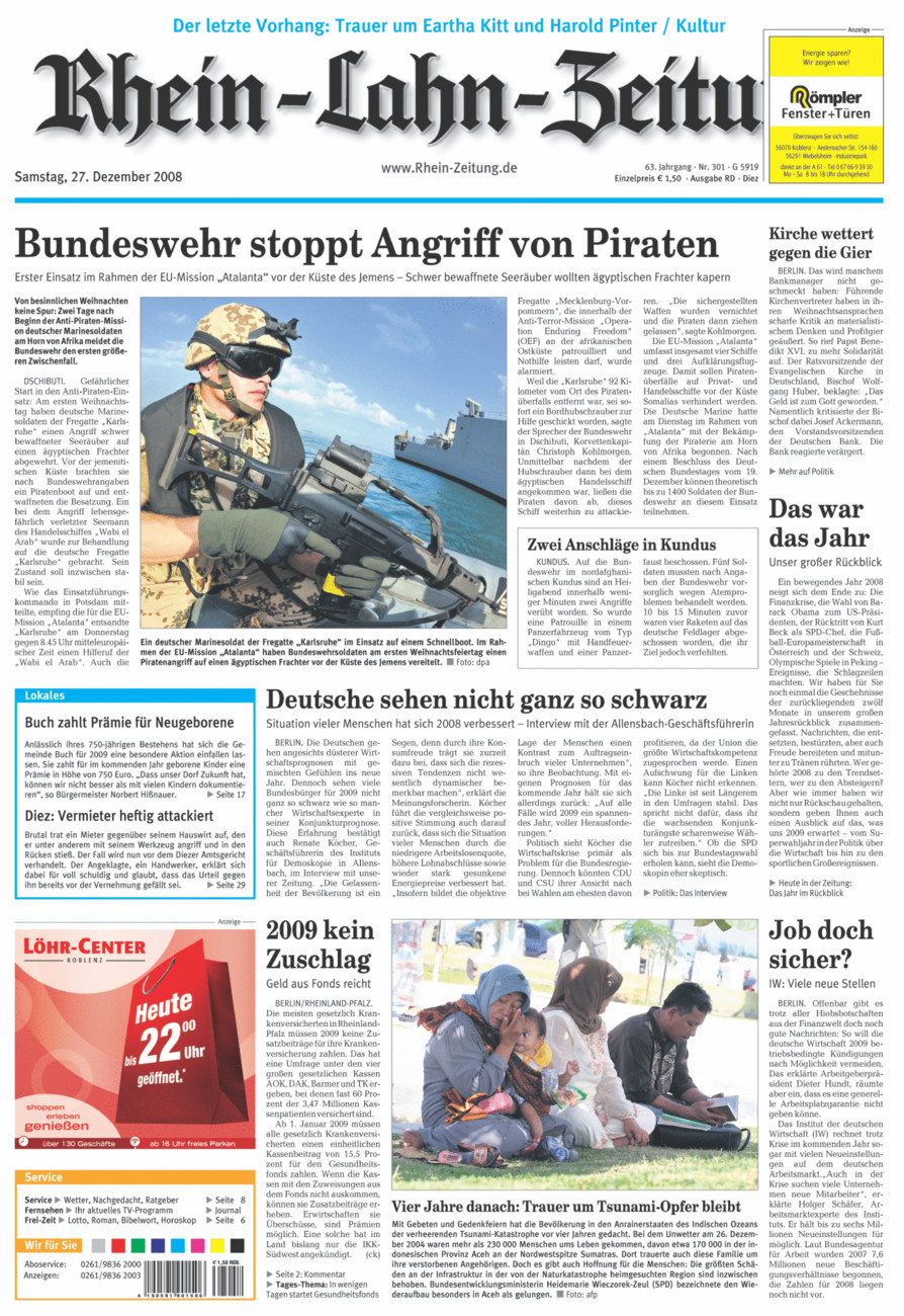 Rhein-Lahn-Zeitung Diez (Archiv) vom Samstag, 27.12.2008