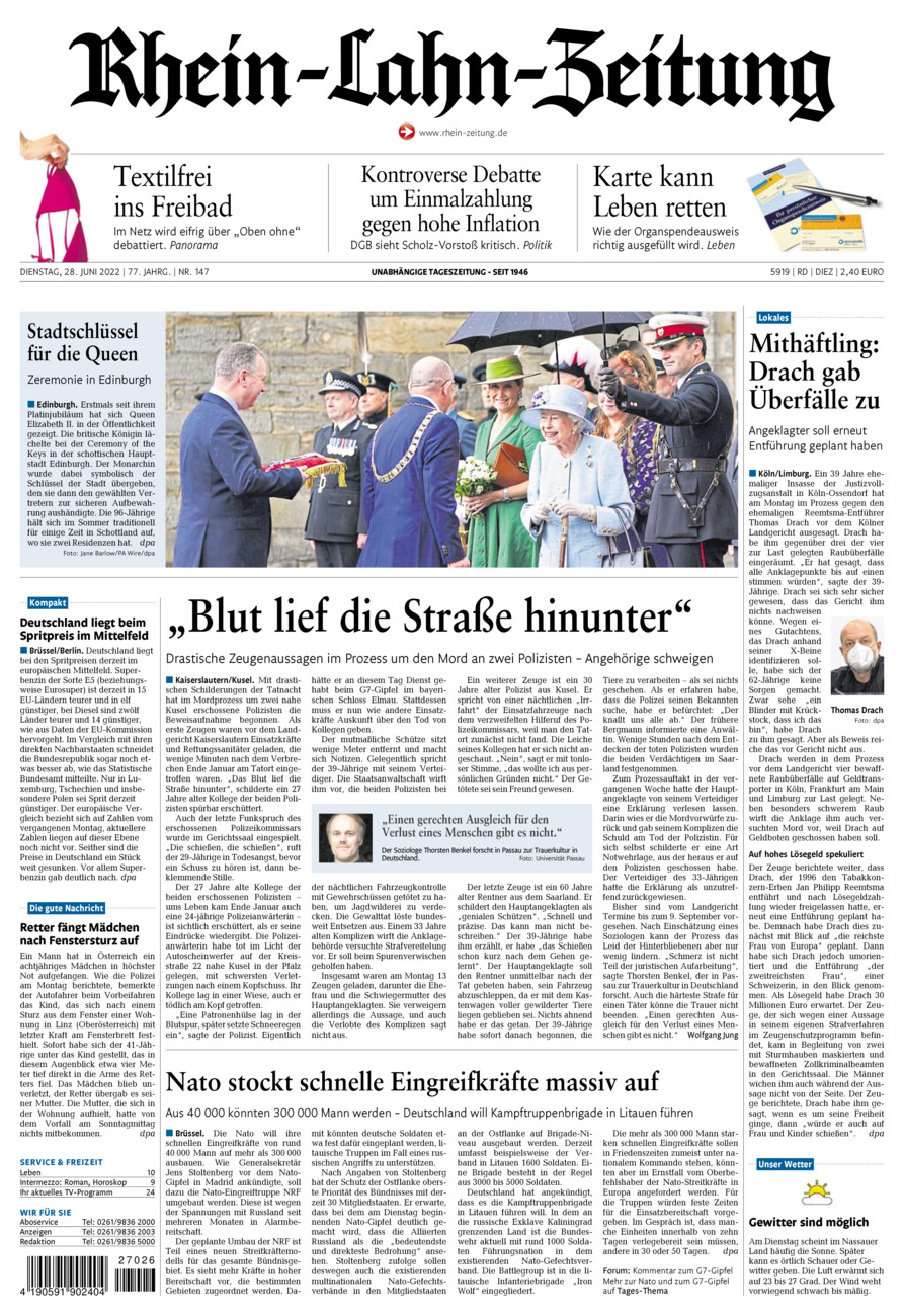Rhein-Lahn-Zeitung Diez (Archiv) vom Dienstag, 28.06.2022