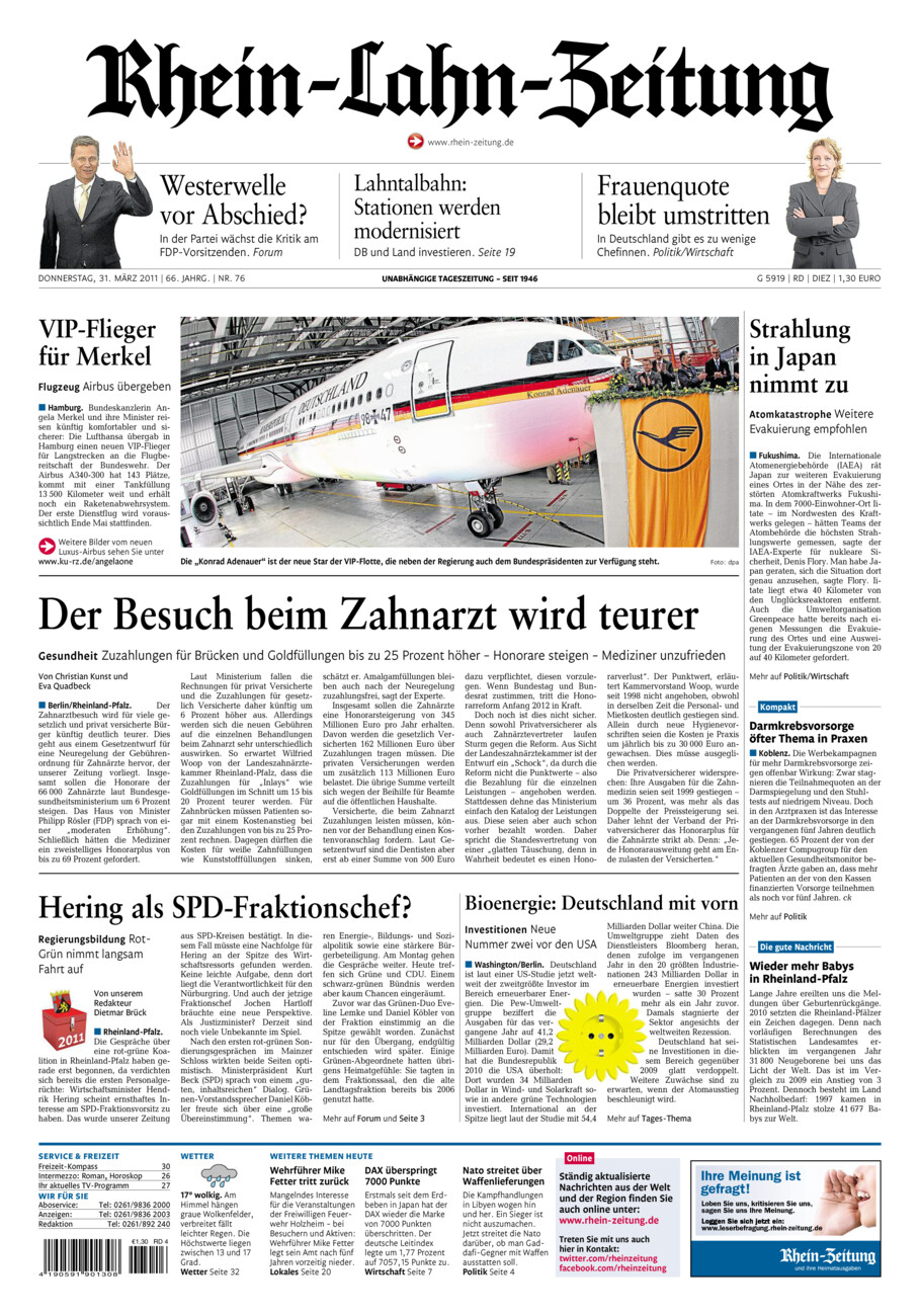 Rhein-Lahn-Zeitung Diez (Archiv) vom Donnerstag, 31.03.2011