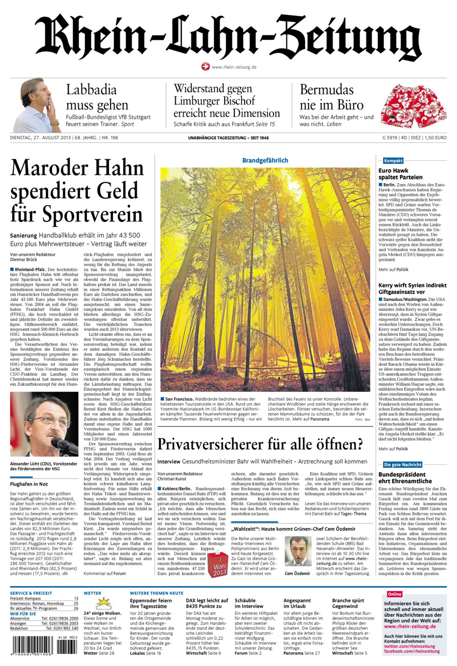 Rhein-Lahn-Zeitung Diez (Archiv) vom Dienstag, 27.08.2013