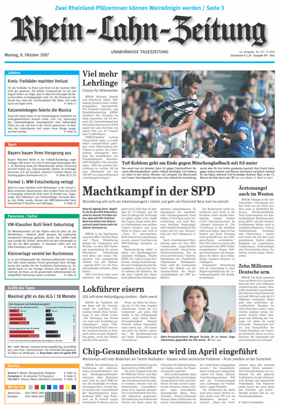 Rhein-Lahn-Zeitung Diez (Archiv) vom Montag, 08.10.2007
