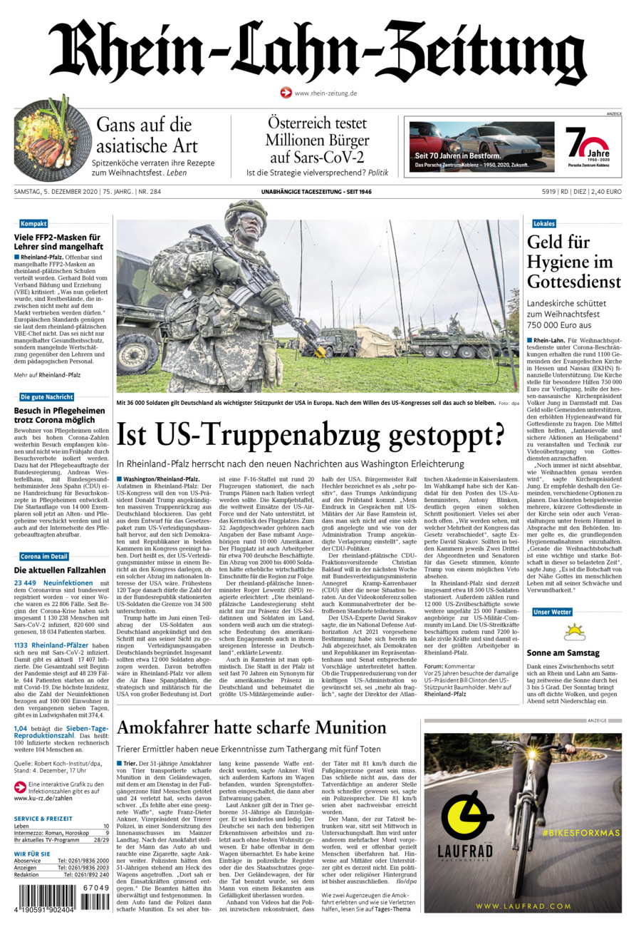 Rhein-Lahn-Zeitung Diez (Archiv) vom Samstag, 05.12.2020