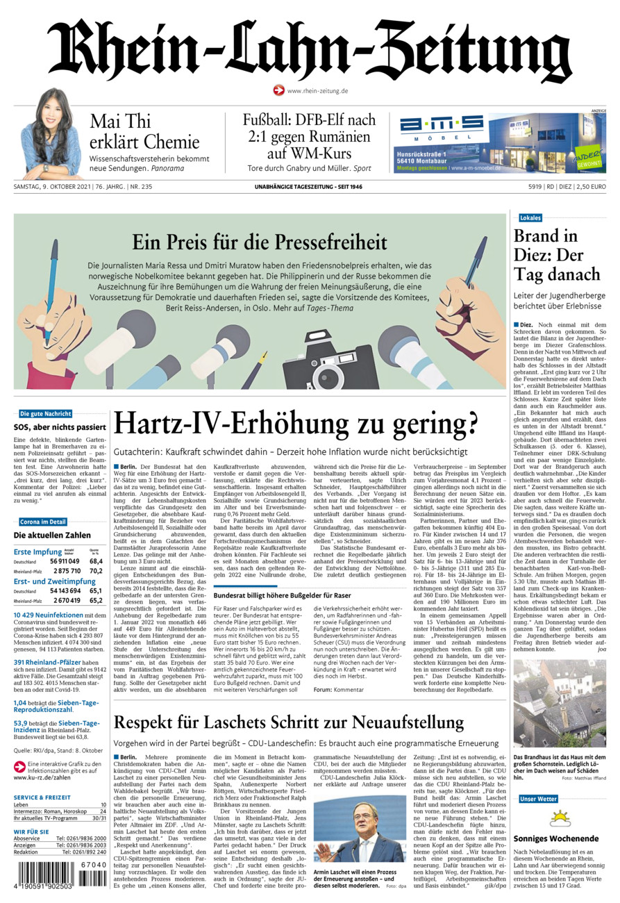 Rhein-Lahn-Zeitung Diez (Archiv) vom Samstag, 09.10.2021