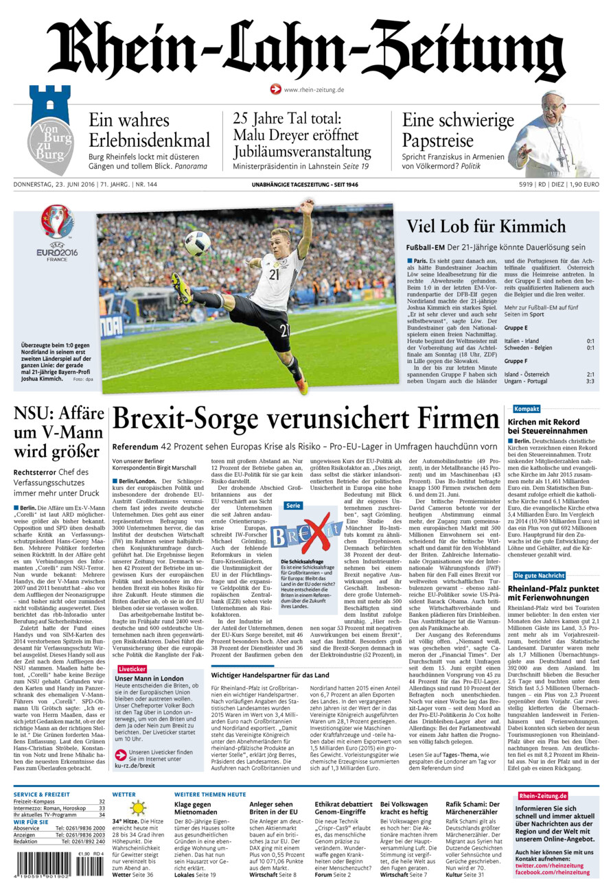Rhein-Lahn-Zeitung Diez (Archiv) vom Donnerstag, 23.06.2016