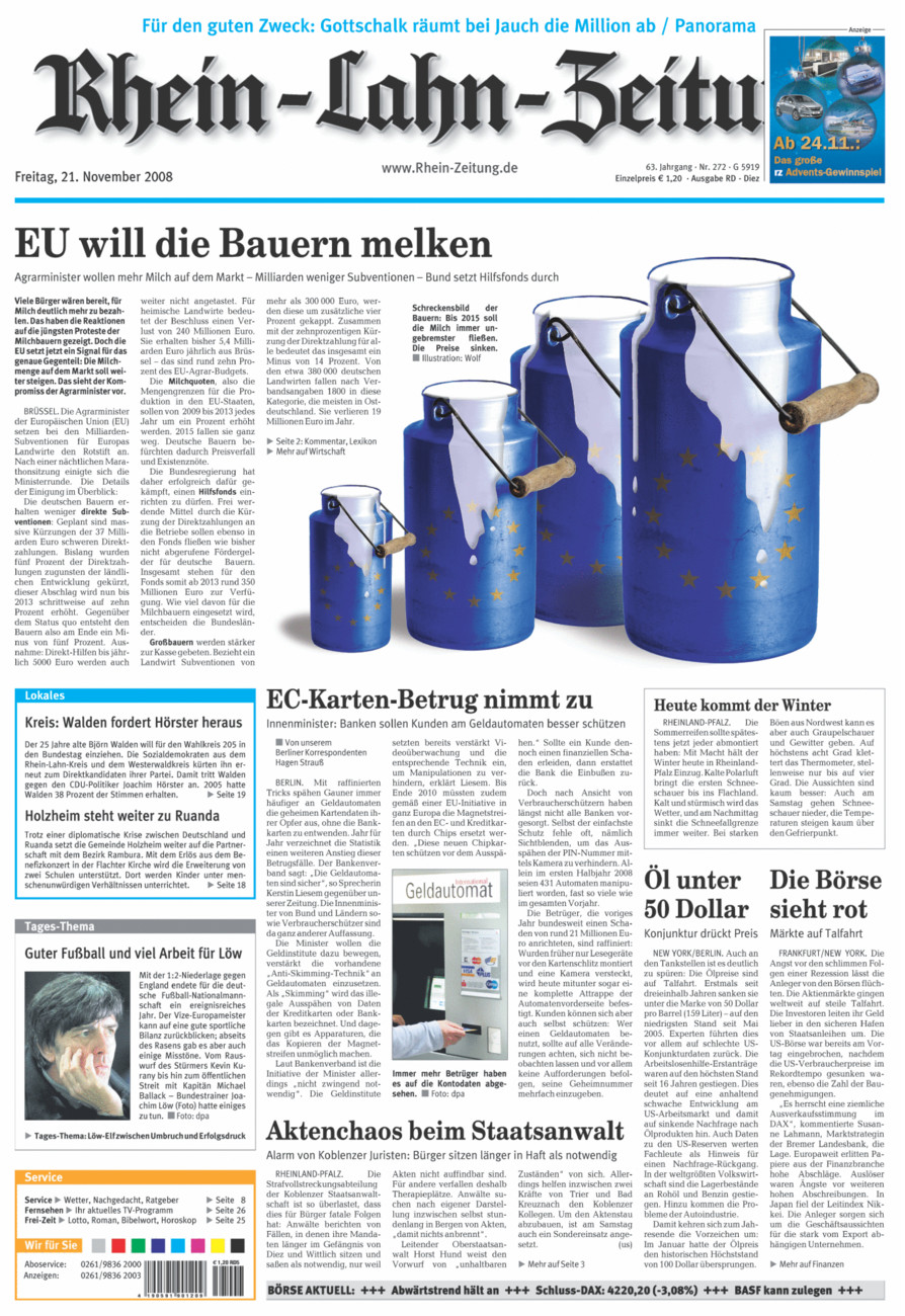 Rhein-Lahn-Zeitung Diez (Archiv) vom Freitag, 21.11.2008