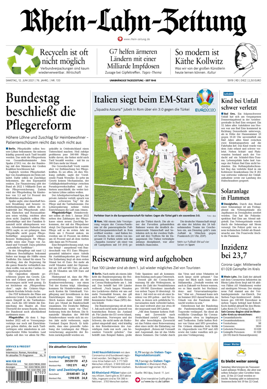 Rhein-Lahn-Zeitung Diez (Archiv) vom Samstag, 12.06.2021