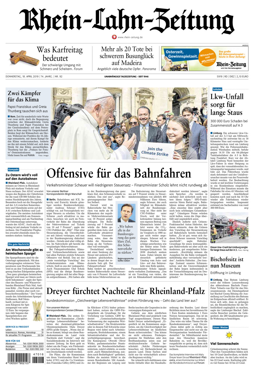 Rhein-Lahn-Zeitung Diez (Archiv) vom Donnerstag, 18.04.2019