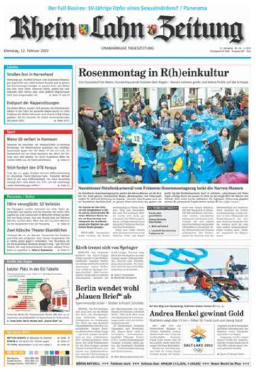 Rhein-Lahn-Zeitung Diez (Archiv) vom Dienstag, 12.02.2002