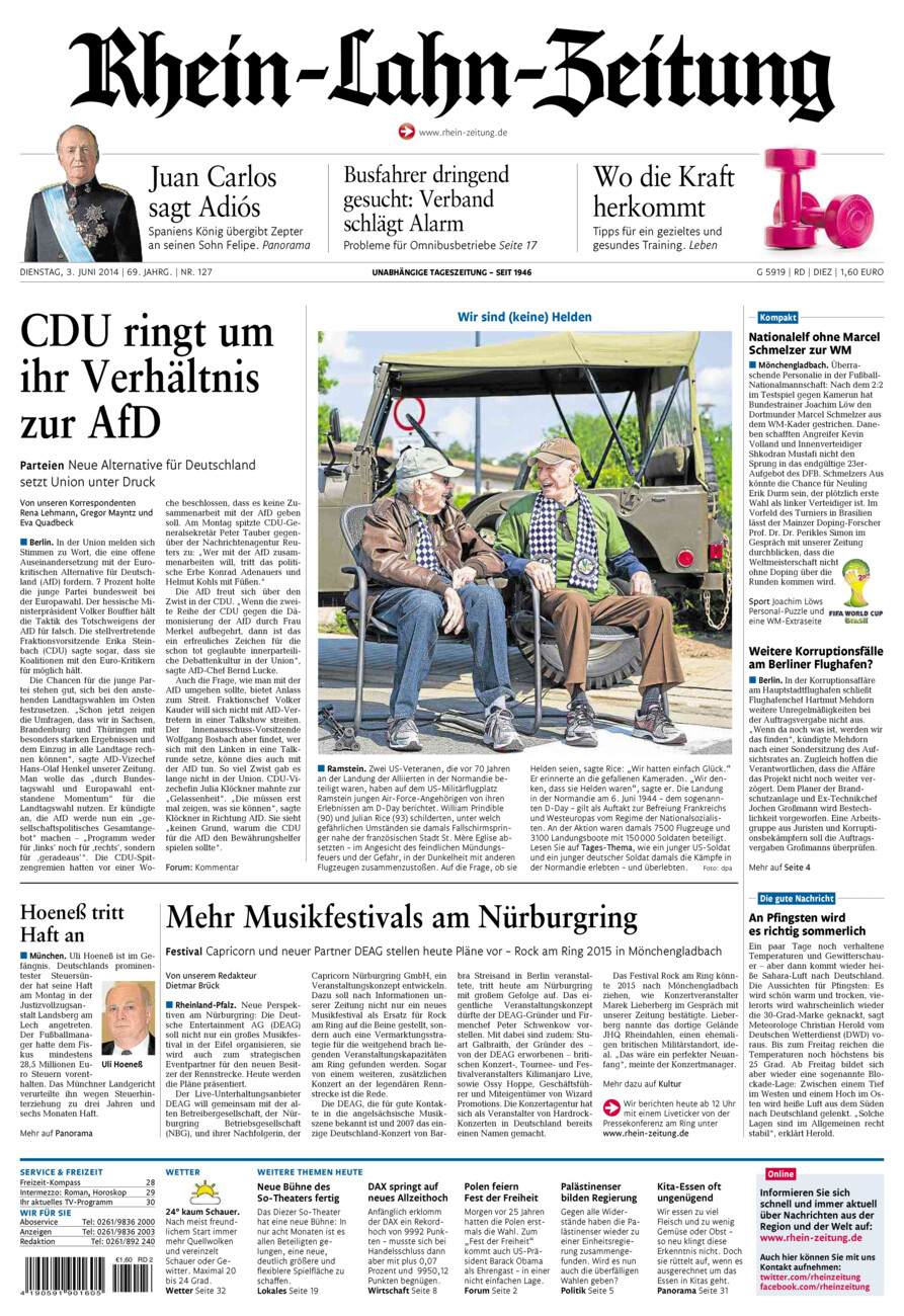 Rhein-Lahn-Zeitung Diez (Archiv) vom Dienstag, 03.06.2014