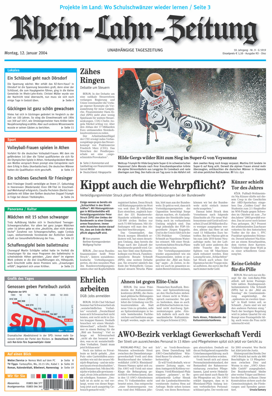Rhein-Lahn-Zeitung Diez (Archiv) vom Montag, 12.01.2004