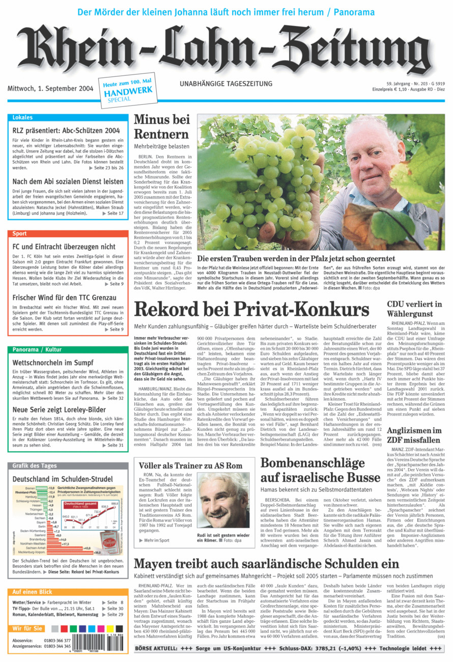 Rhein-Lahn-Zeitung Diez (Archiv) vom Mittwoch, 01.09.2004
