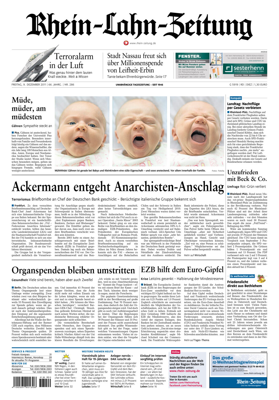 Rhein-Lahn-Zeitung Diez (Archiv) vom Freitag, 09.12.2011