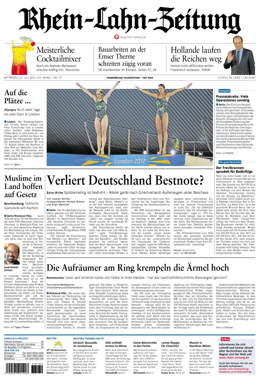 Rhein-Lahn-Zeitung Diez (Archiv) vom Mittwoch, 25.07.2012