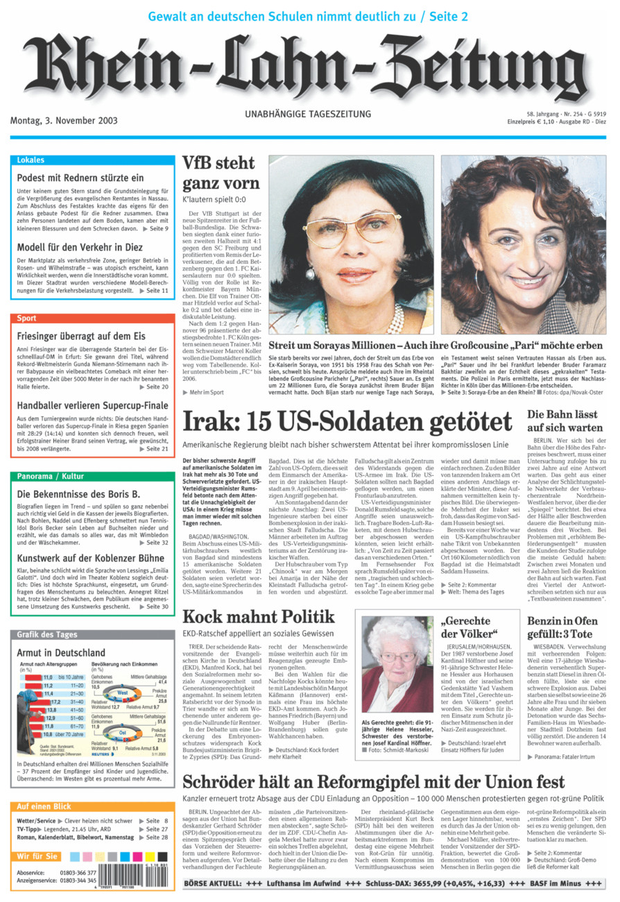 Rhein-Lahn-Zeitung Diez (Archiv) vom Montag, 03.11.2003