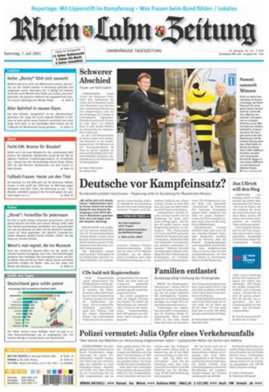 Rhein-Lahn-Zeitung Diez (Archiv) vom Samstag, 07.07.2001