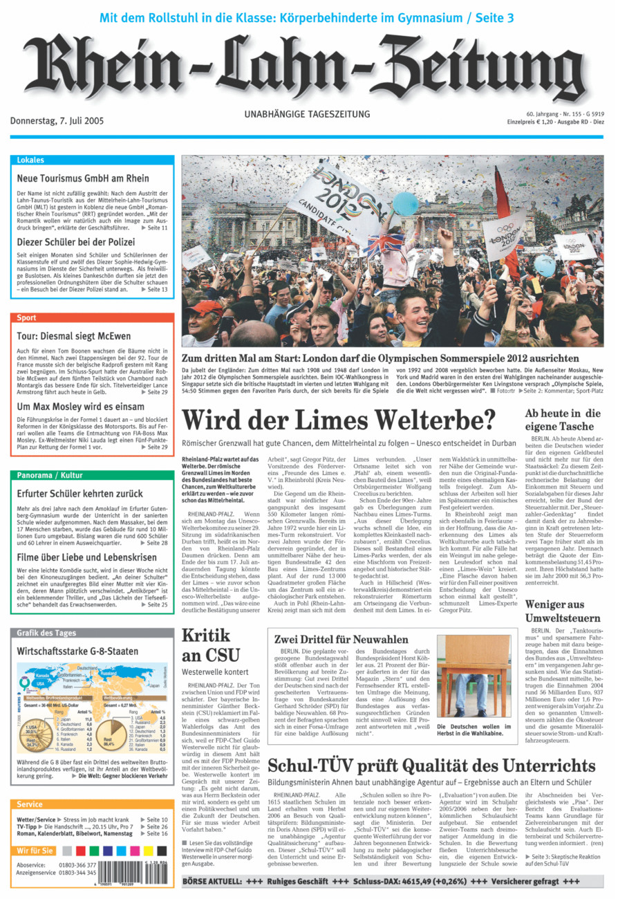 Rhein-Lahn-Zeitung Diez (Archiv) vom Donnerstag, 07.07.2005