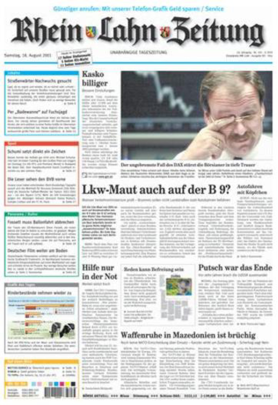 Rhein-Lahn-Zeitung Diez (Archiv) vom Samstag, 18.08.2001