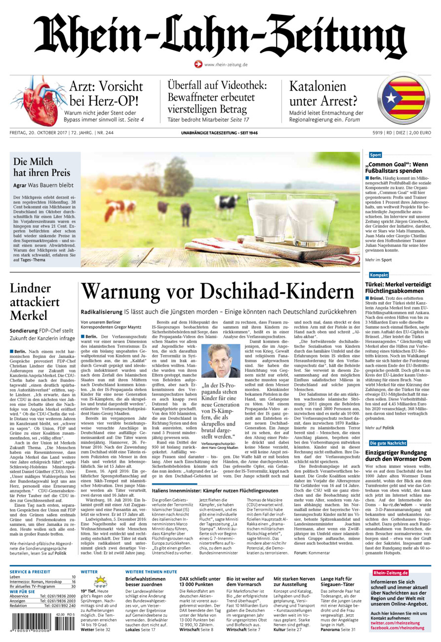 Rhein-Lahn-Zeitung Diez (Archiv) vom Freitag, 20.10.2017