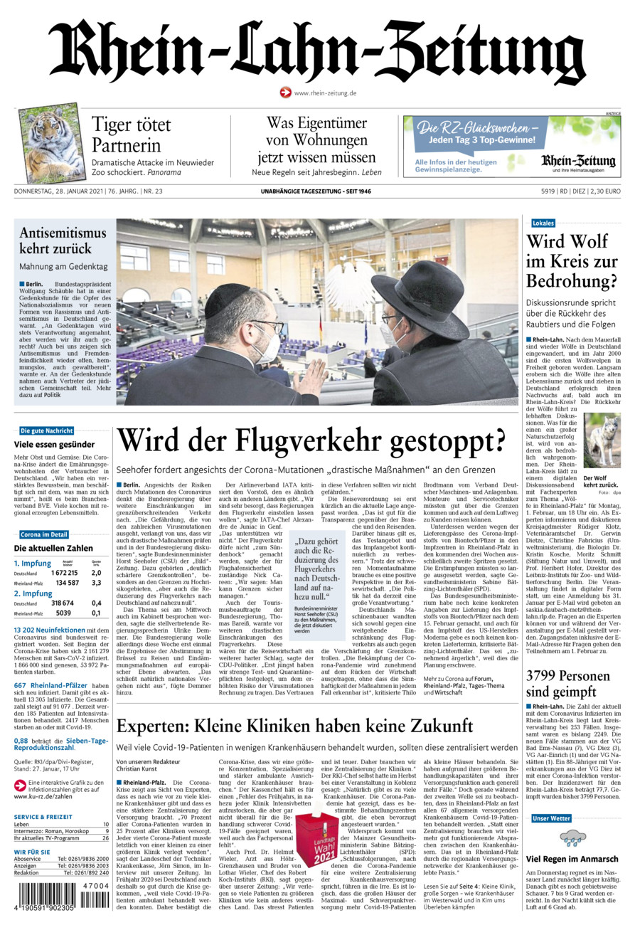 Rhein-Lahn-Zeitung Diez (Archiv) vom Donnerstag, 28.01.2021