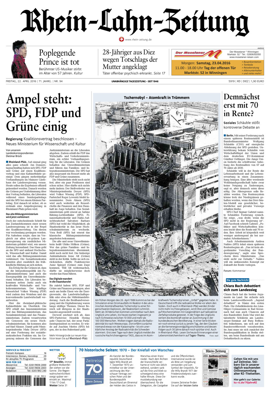 Rhein-Lahn-Zeitung Diez (Archiv) vom Freitag, 22.04.2016