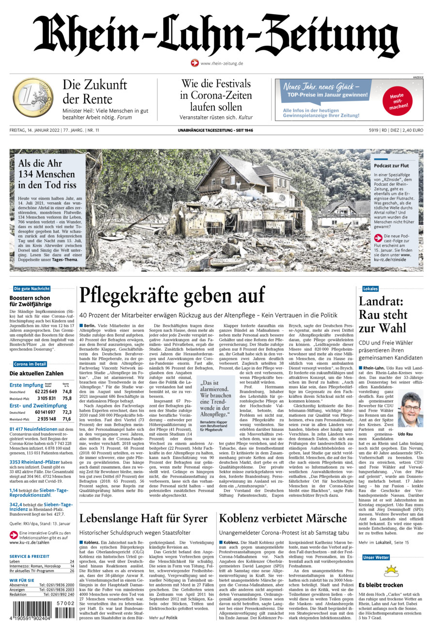 Rhein-Lahn-Zeitung Diez (Archiv) vom Freitag, 14.01.2022