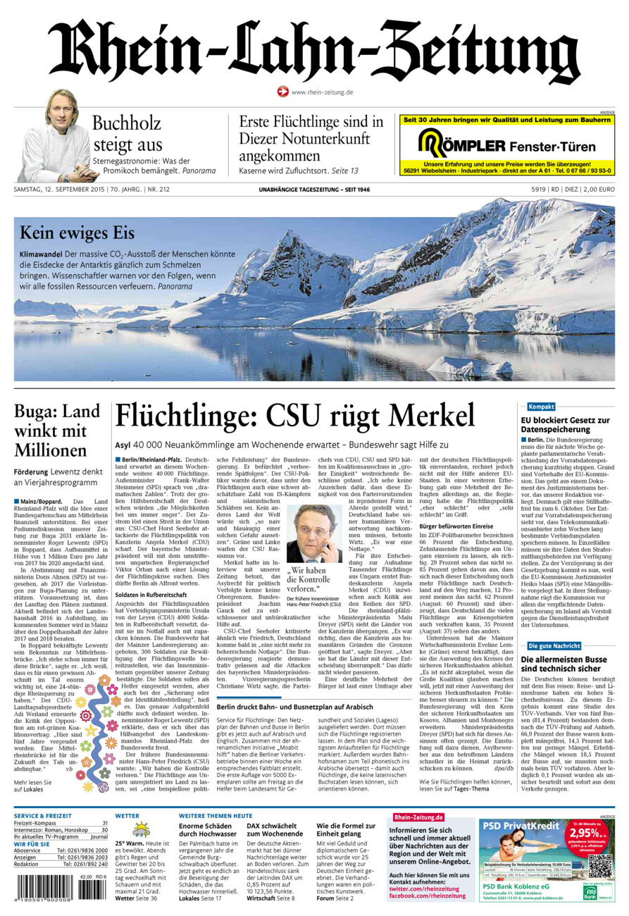Rhein-Lahn-Zeitung Diez (Archiv) vom Samstag, 12.09.2015