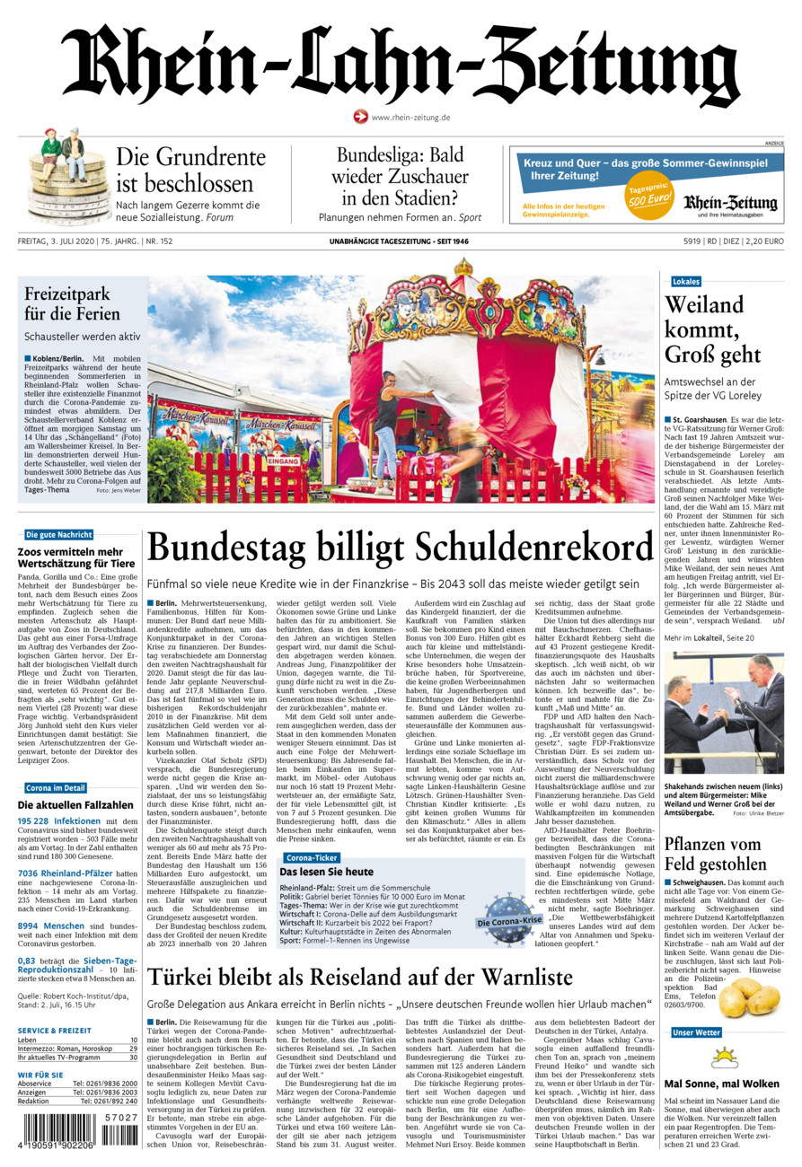 Rhein-Lahn-Zeitung Diez (Archiv) vom Freitag, 03.07.2020