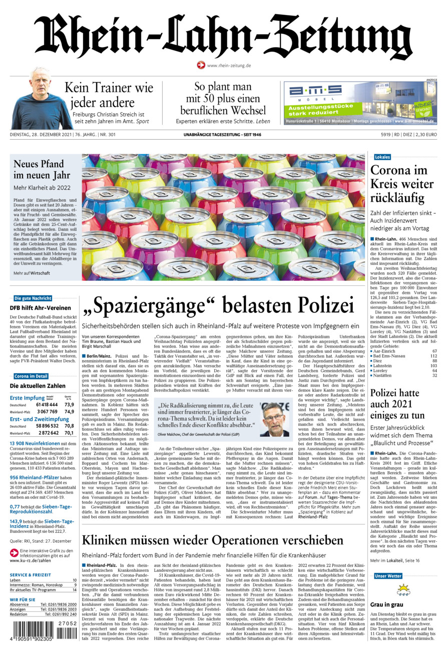 Rhein-Lahn-Zeitung Diez (Archiv) vom Dienstag, 28.12.2021