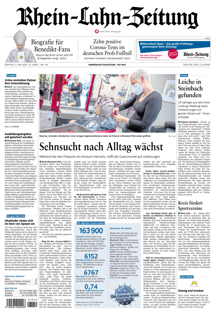 Rhein-Lahn-Zeitung Diez (Archiv) vom Dienstag, 05.05.2020