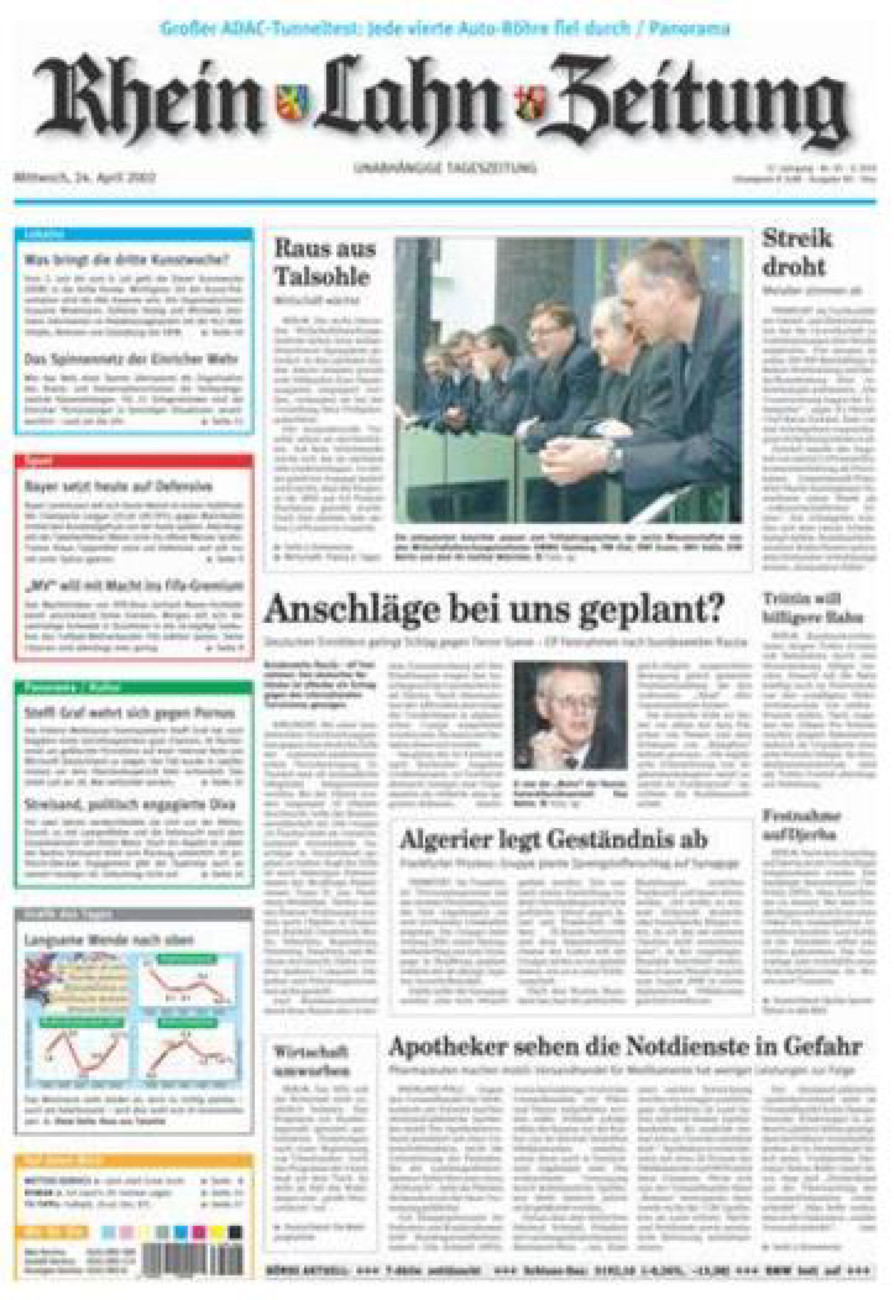 Rhein-Lahn-Zeitung Diez (Archiv) vom Mittwoch, 24.04.2002